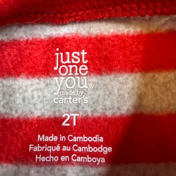 Just One You Made By Carter's Footie Pajamas Striped Santa Claus Christmas Sz 2T - Picture 5 of 5